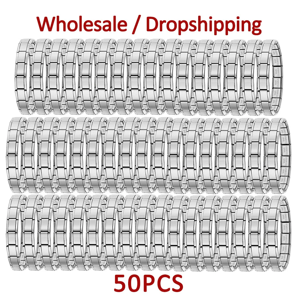GEMOSA 50 Stück Großhandel 9mm Edelstahl Italienische Charms Buntes Basis-Armband für Damen und Herren Dropshipping DIY Geschenkherstellung