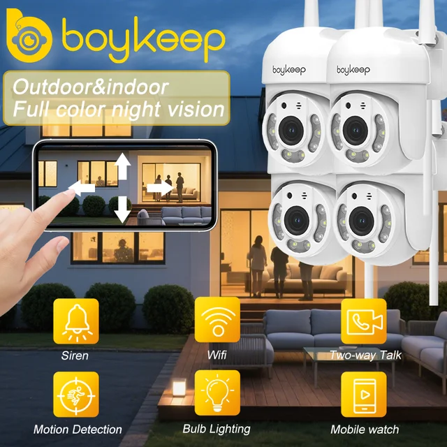 BoyKeep – caméra de sécurité WiFi sans fil 3MP, étanche IP54, vision nocturne couleur, moniteur de vidéosurveillance domestique, 1 à 4 pièces 1