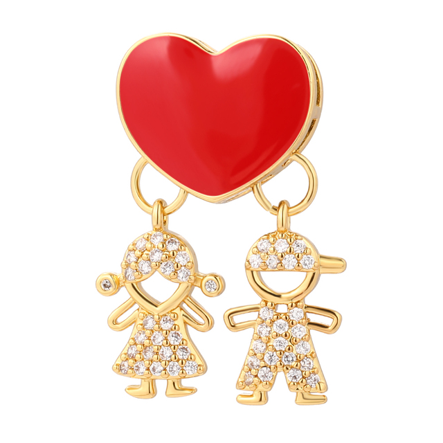 Family Gilr Boy Letter Charm for Jewelry Making Supplies Real Gold Plated CZ Dangle Diy Earring Necklace mama pendant