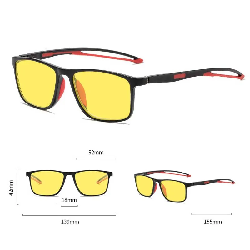 Sports TR90 Night Vision Goggles for Men Women Ultralight Anti Blue Light Eyewear Outdoor Sunglasses Night Driving Glasses