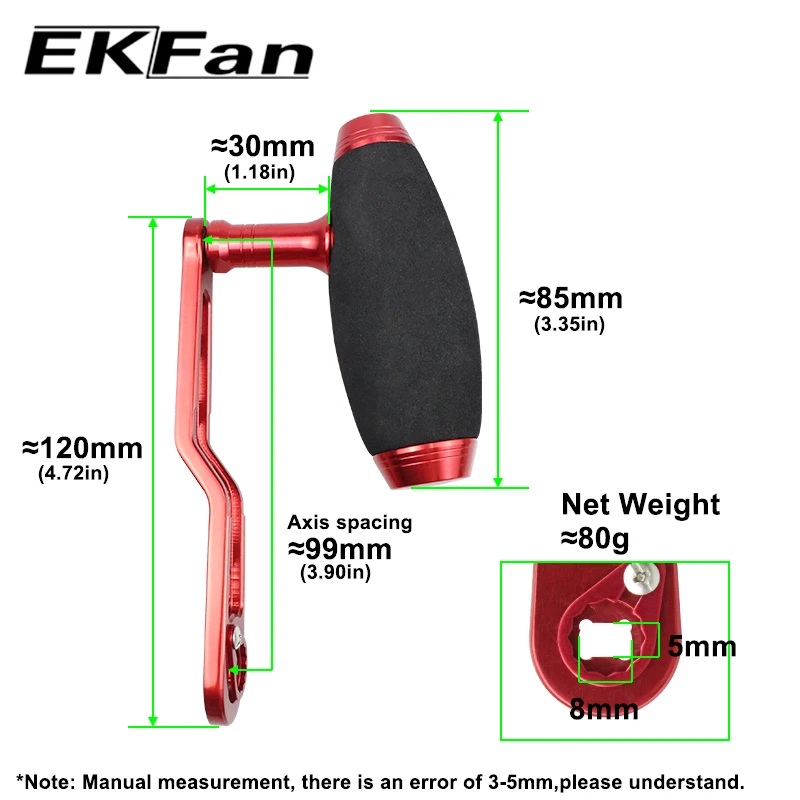 Ekfan EVA knob+120M Aluminum Alloy Handle for DAI&SHI DIY Baitcasting Fishing Reel Handle Fishing Reel Sleeve Length 120MM