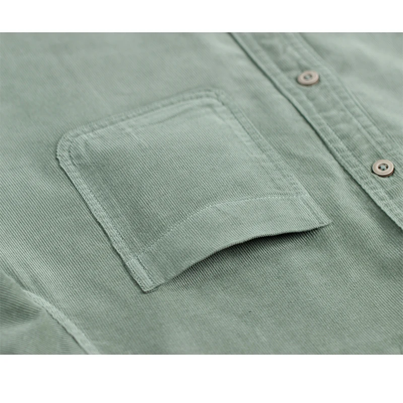 New men's corduroy 100% cotton super soft shirt casual comfortable pocket regular fit men's long sleeve business formal shirt