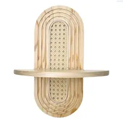 Handcrafted Rattan Arched Wall Decor Shelf for Indoor Display and Storage (For Wood)