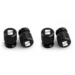 Aluminum Car Wheel Tire Valve Caps Dust Covers - Set of 4 (4Pc - black)