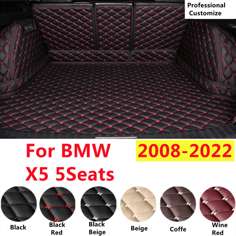 

SJ Full Set Custom Fit For BMW X5 5Seats 08-2022 XPE Leather Waterproof Car Trunk Mat Tail Boot Tray Liner Cargo Rear Pad Cover