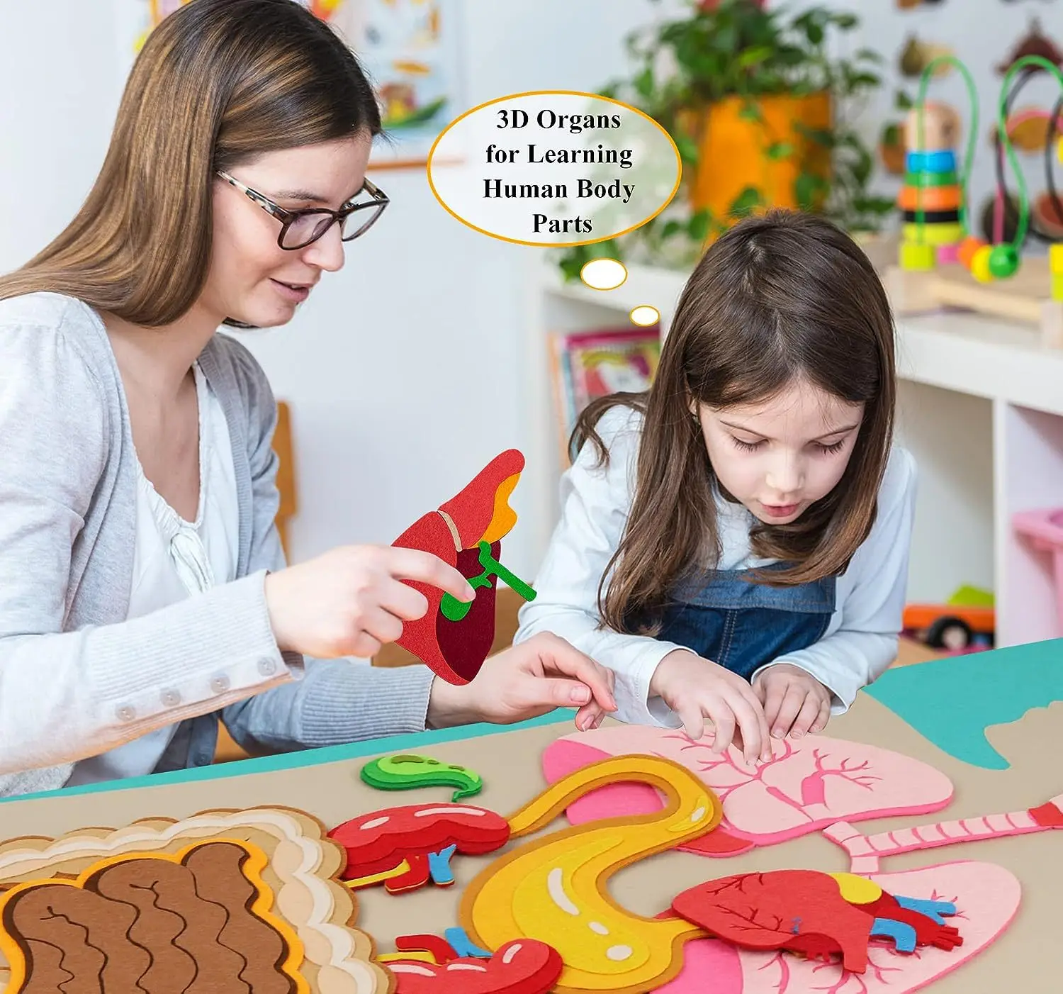 Montessori Body Parts Set Felt Board Stories Teaching Book For Toddlers Sensory Toy Preschool Teaching Story Travel Board