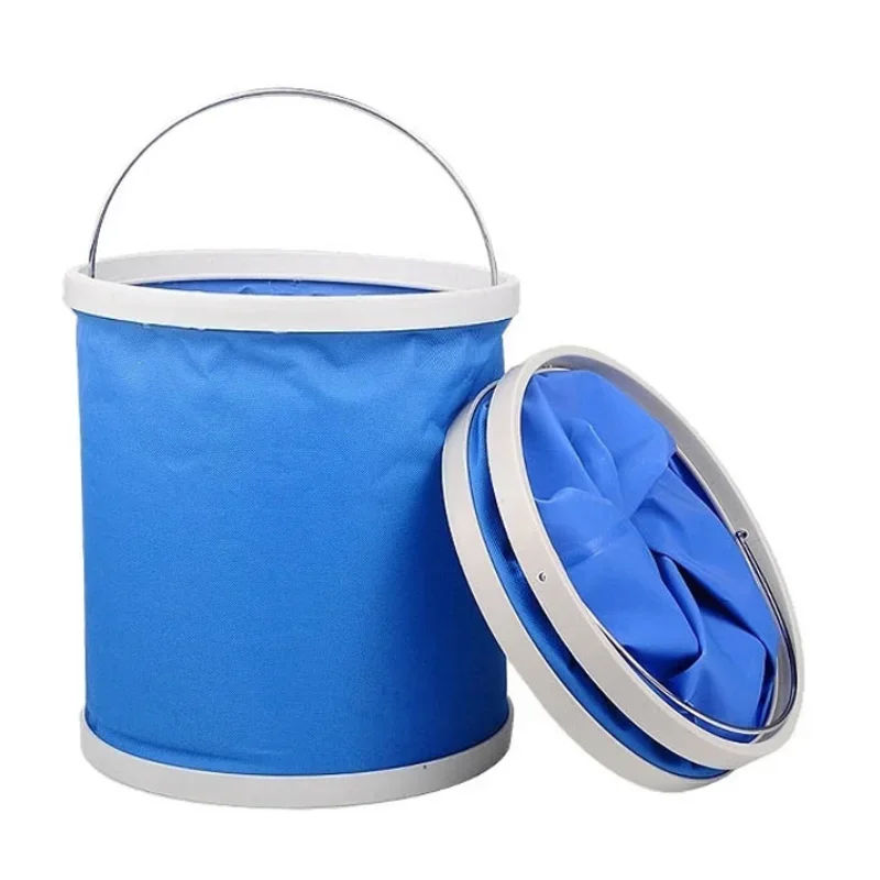 9L Multifunctional Portable Folding Bucket with Bag Outdoor Car Wash Fishing Backpack Camping Hiking Trip Cleaning Tool