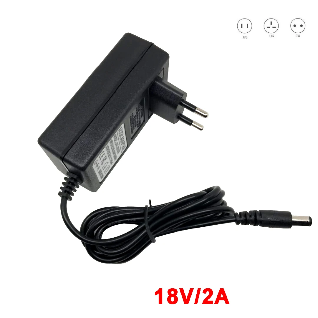 18 V 2A Ac 100V-240V Convertitore Adattatore Dc 18 V Volt Vdc 2000Ma 18 V2A Alimentatore Adattatore 5.5Mm X 2.1-2.5M Eu Us Uk Spina