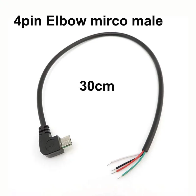 thumbnail image 1 of Cable de soldadura para reparación de bricolaje, 2 cables, 4 cables, conector macho acodado Micro USB 2.0 A, cable de extensión macho tipo C de 4 pines/2 pines, 1 of 5
