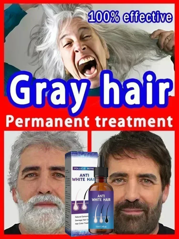 Essenza per capelli anti-grigio Giro bianco Nero Migliora la struttura Rafforza le radici Capelli più spessi e più sani Riduce la salute dei capelli grigi - immagine 3