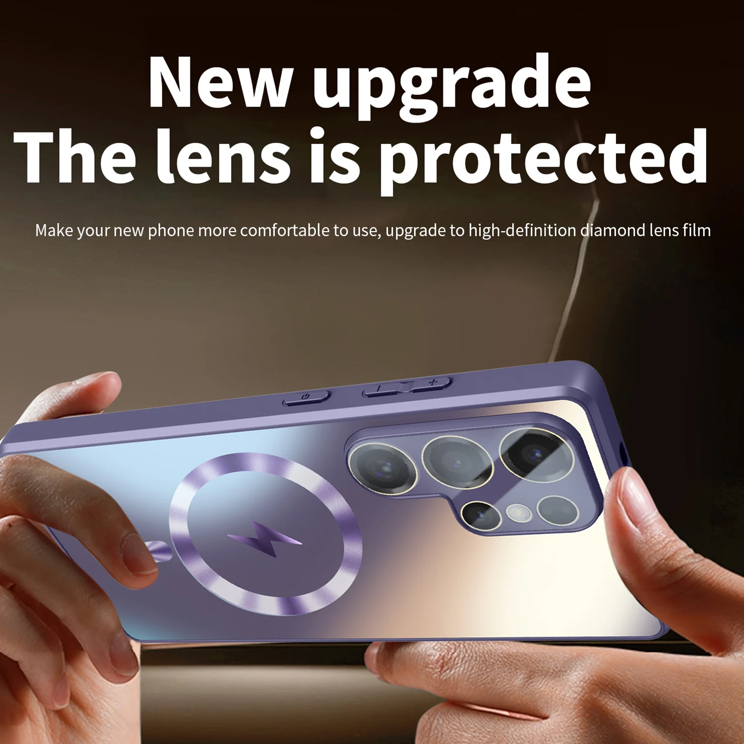Matte Wireless Charging Case with Glass Lens Protection and Anti-Fall Cover
