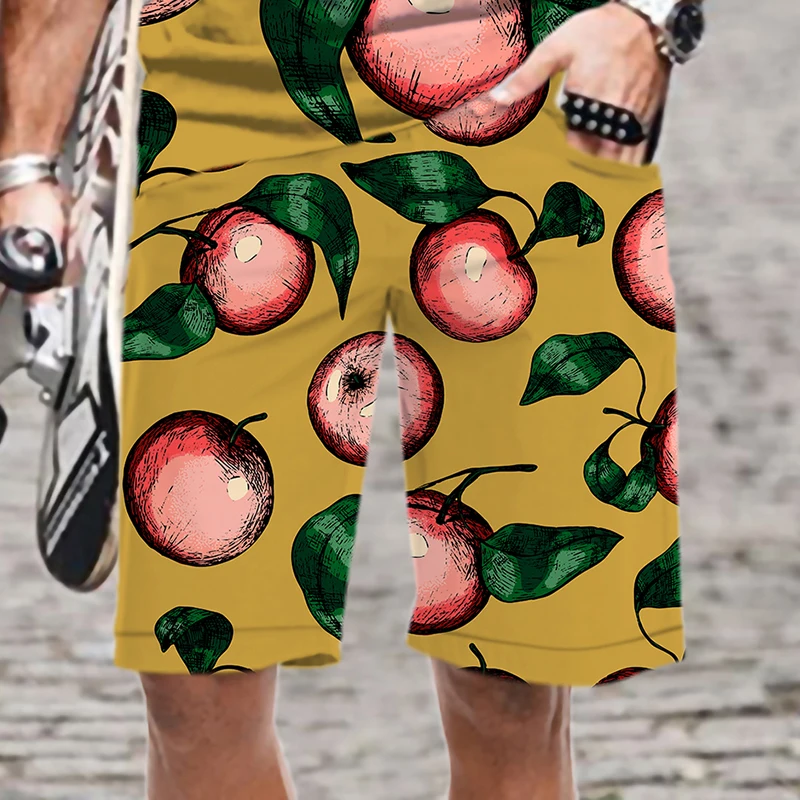 

Men's Shorts Men/Women Plant Flower Fruit Oversized Swimsuit Comfortable Loose Mens Clothing Man Summer Elastic Waist Cool Funny