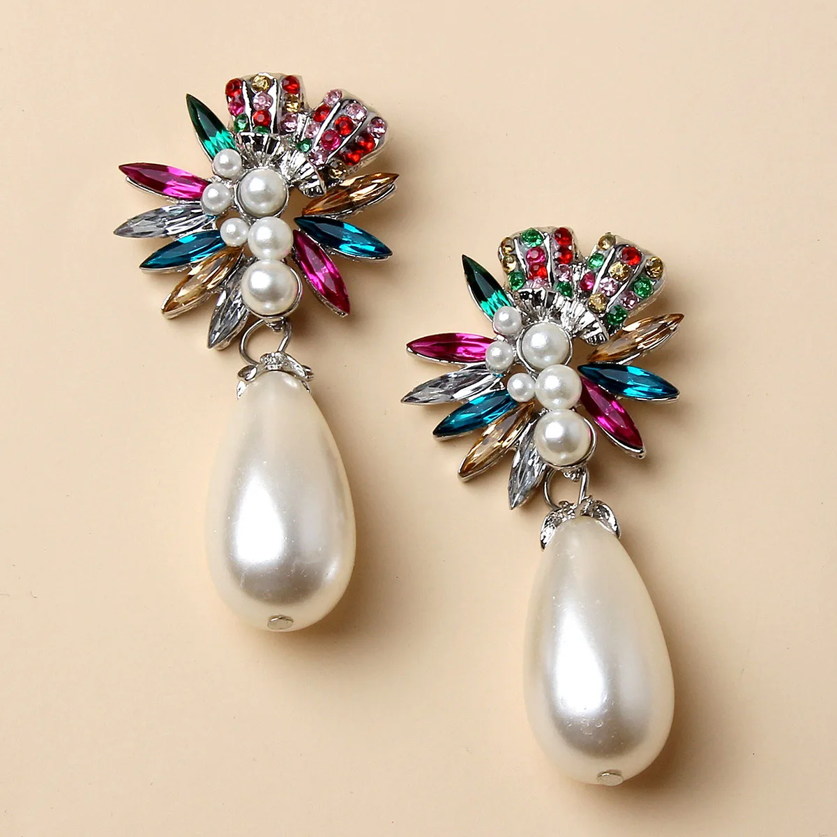 

Bohe Exaggerated Crystal Geometric Flower Stud Earrings Wedding Accessories For Women Bling Rhinestone Drop Dangle Earring Gift