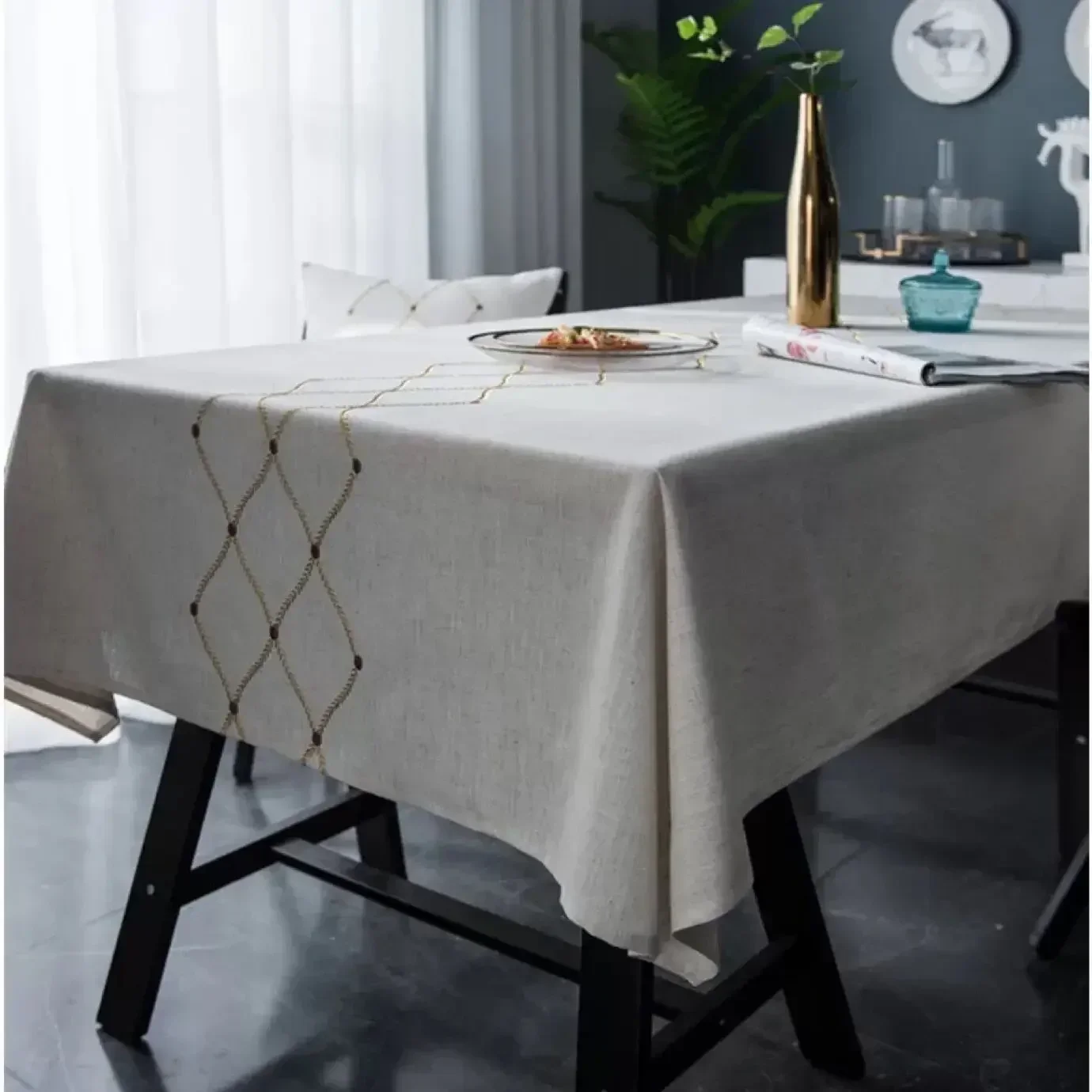 

Nordic tablecloth rectangular kitchen embroidered dining table cover party tablecloth wedding fireplace countertop decoration
