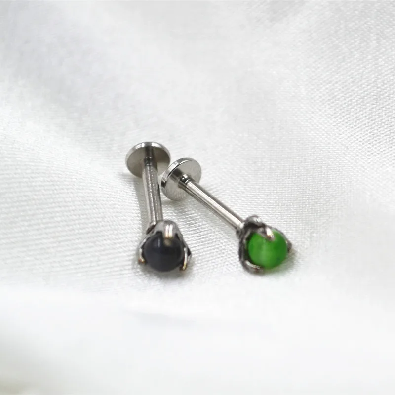 Lot50Pcs Body Jewelry -New Opal Stone 16G Lip Labret Ring Bar Monore Studs Piercing Ear Helix Diath Cartilagine Bar