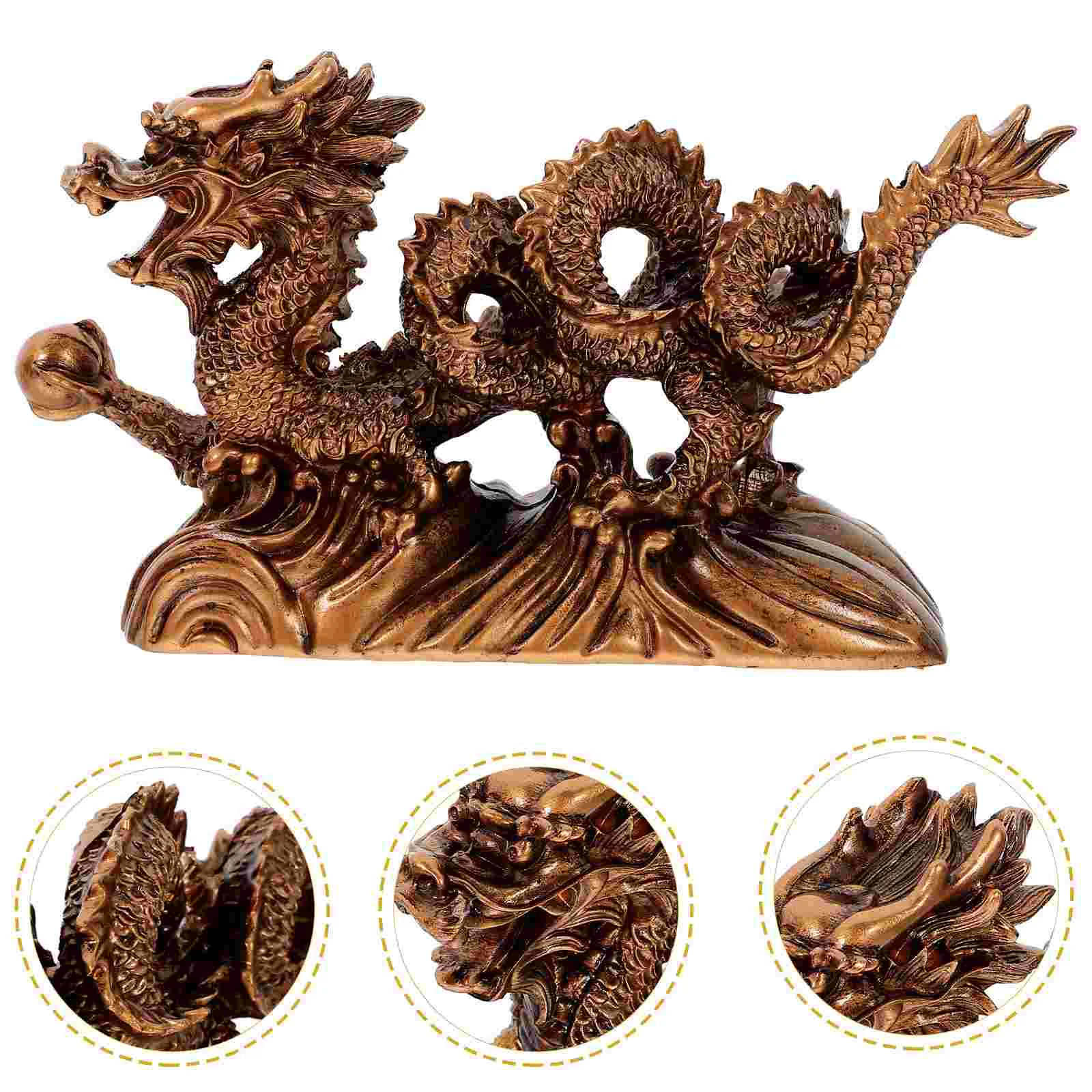 

Dragon Ornament Chinese Resin Statue Figurine Figurines Animal Adornment Kitchen Cabinets Indoor Small Decoration