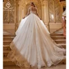 Luxury Beaded Wedding Dress 2025 Long Sleeve Lace Appliques Princess Bride Ball Gown SwanSarah AS145 customized Vestido De Novia 3