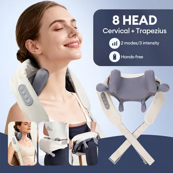 8-head Trapezius Massager Neck And Shoulder Massager Wireless Shoulder And Back Kneading Massage Relaxing Tense Muscles