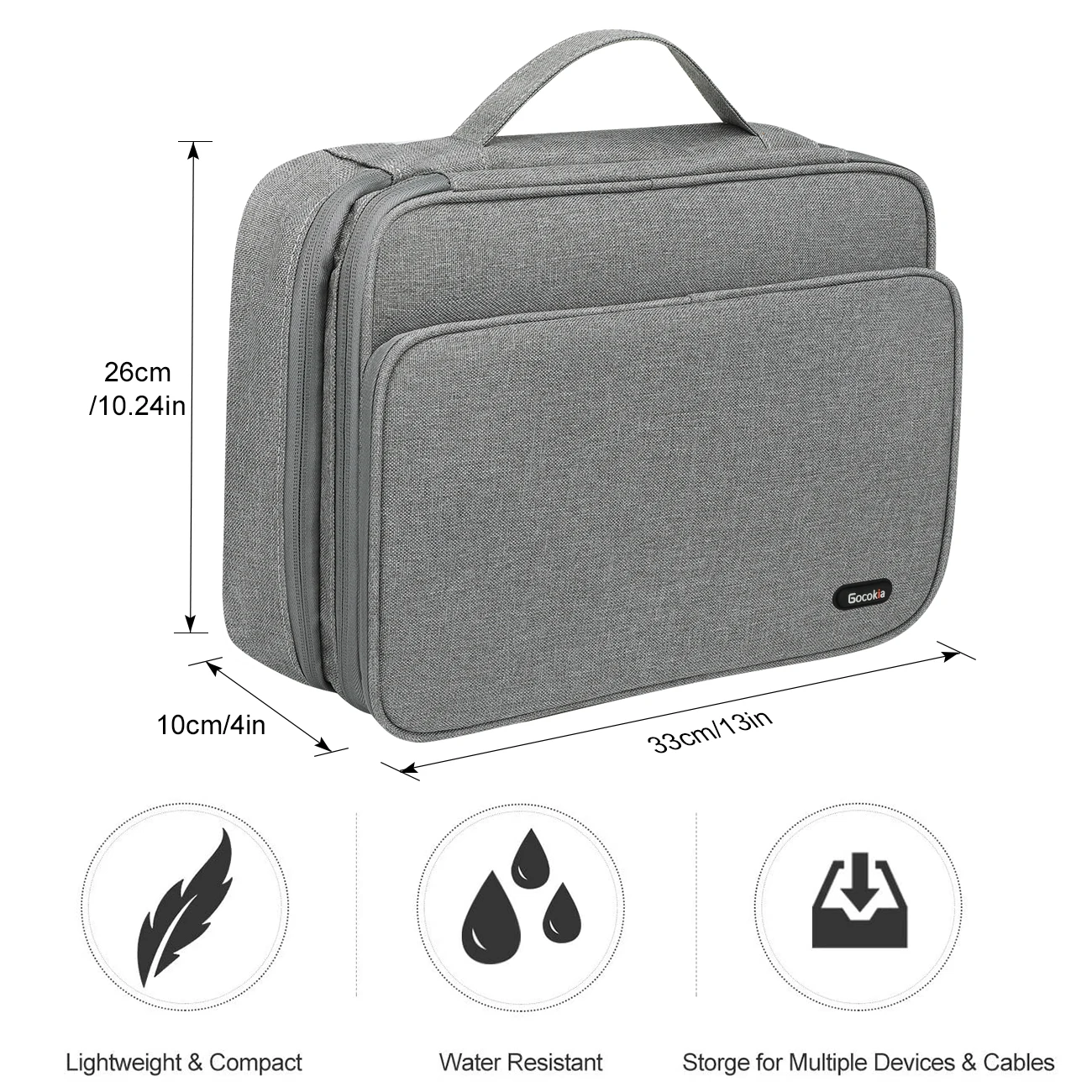 Triple Layer Electronic Accessories Organizer, Waterproof Storage Bag with Cable and Gadget Pouch