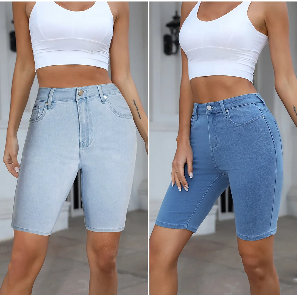 

Women Stretchy Light Denim Quarter Length Jeans