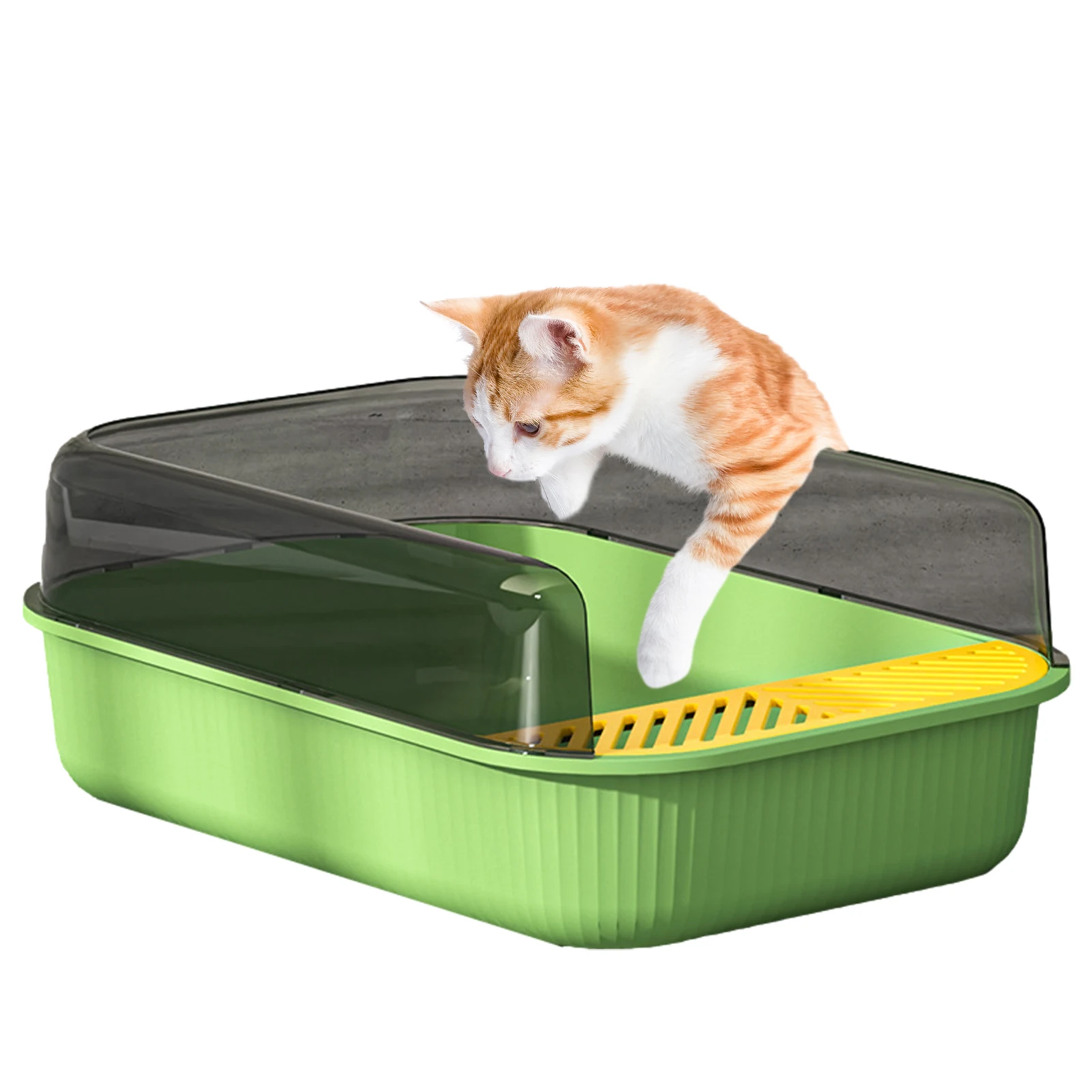 Cat Litter Box, Semi-Enclosed Sifting Litter Box with High Sides Detachable  Shallow Cat Toilet Travel Litter Tray for Kittens