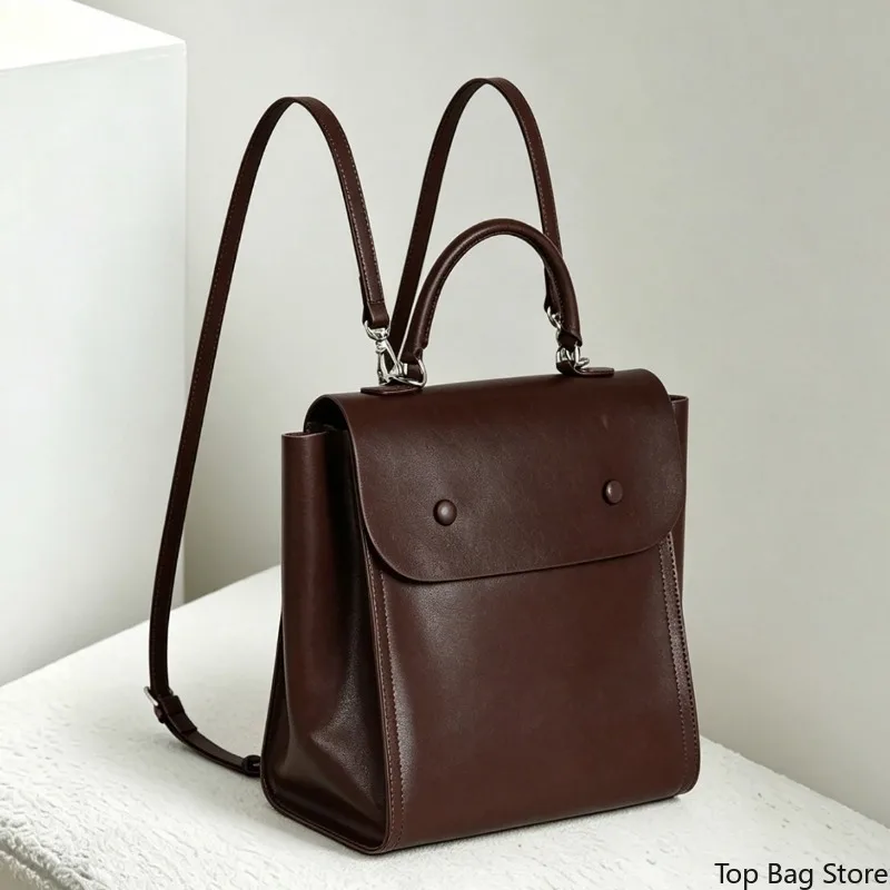Zaino da Donna in Vera Pelle di Lusso, Mini, Casual, Leggero, per Viaggi, Uso Quotidiano, Campus, Pendolarismo, Chic e Trendy - immagine 2