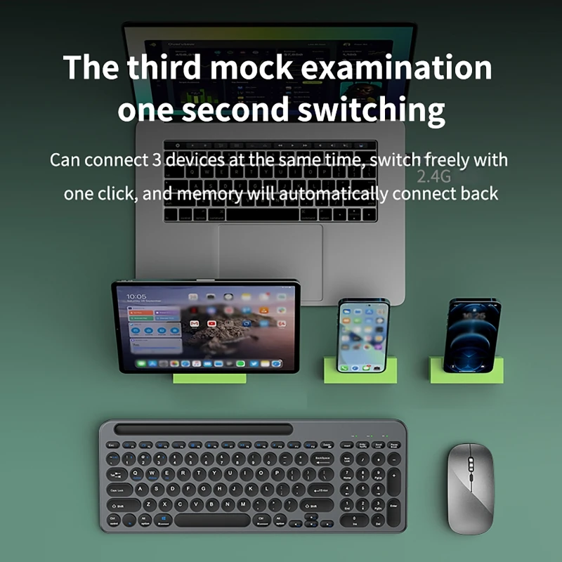 카드 슬롯이 있는 무선 키보드 마우스 태블릿 2.4G iPad용 무선 블루투스 키보드 Windows Mac Mac PC 노트북 충전식