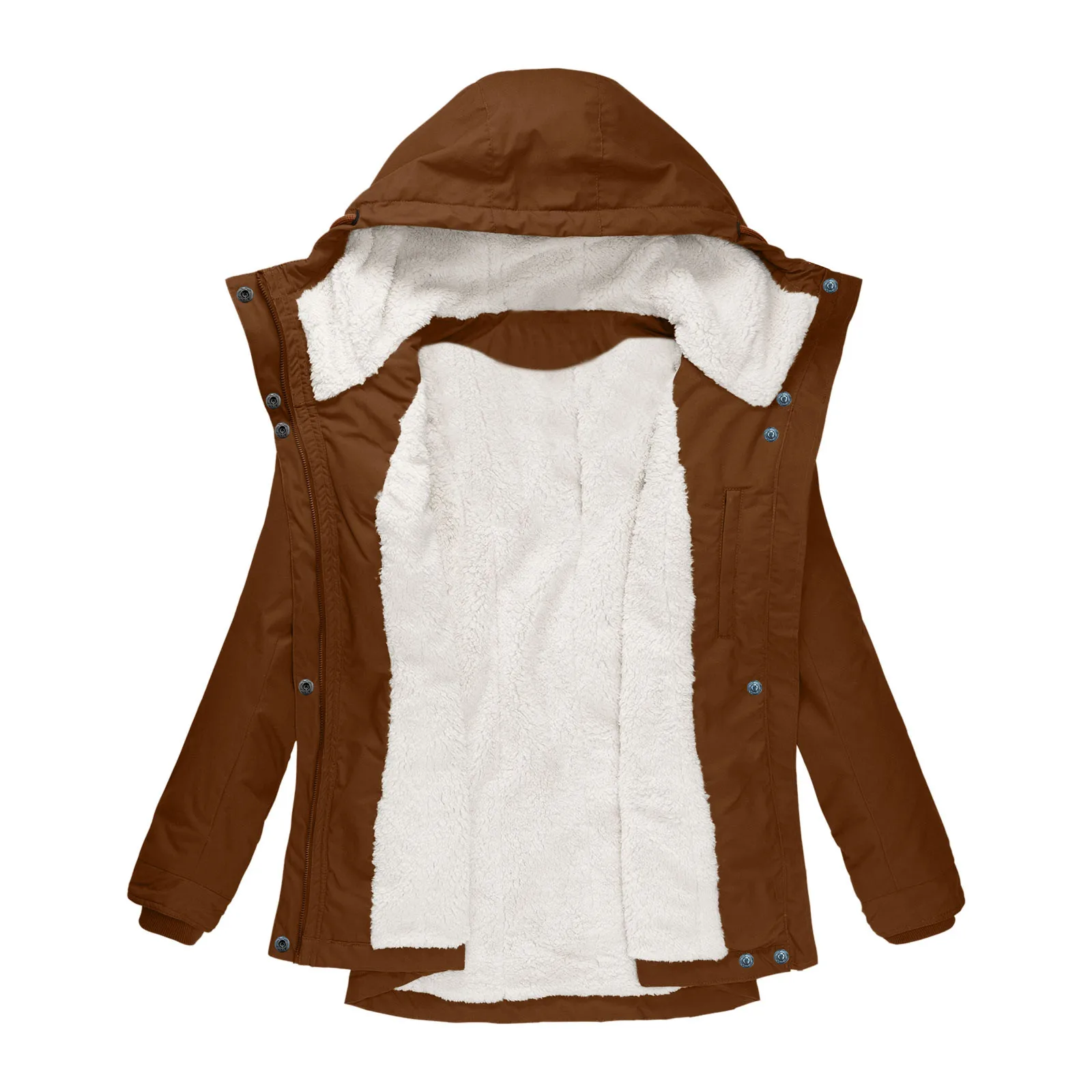 Harajuku Fashion Elegant Causal Loose Parkas Winter Waterproof Fur Lined Trench Hood Jacket Warm Coat Long Sleeve Outwear 2022