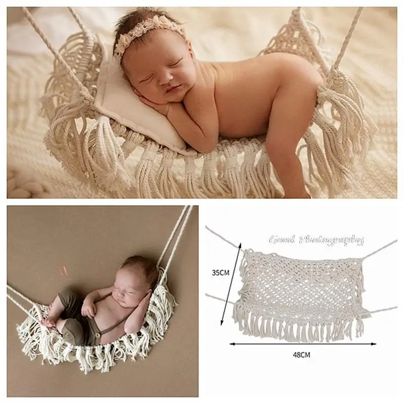 

European-style children's newborn original photography props 100 days crib white shooting assisted hand-woven hammock