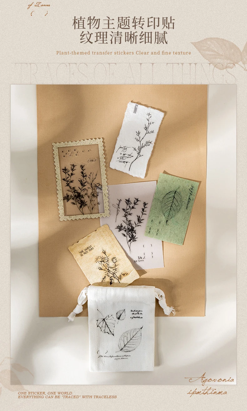 2 Stück Vintage-Aufkleber, Materialpaket, DIY-Etiketten, Nachrichtenboden, Retro-Pflanze, Handkonto, dekorative Scrapbooking-Aufkleber – Detail 3