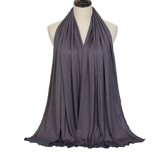 106272-8debbf.jpg Écharpe Hijab en Jersey de coton Modal de qualité supérieure, châle musulman Long, Turban doux uni, bandeau pour femmes, bandeau africain 170x60cm