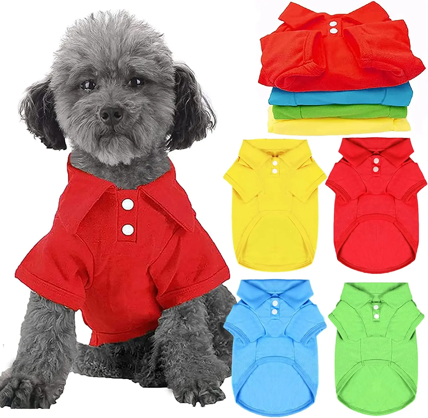 

Polyester Solid Color Pet Polo Shirt Stylish and Comfortable Perfect for Your Furry Friend Fits Small to Medium Dogs and Cats