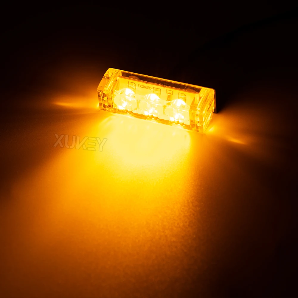 4 x 3 LED voiture calandre feux d'avertissement de police jaune clignotant lampe  stroboscopique d'urgence étanche, DC 12 V, paquet de 4