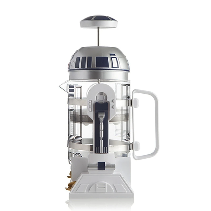 AB43-Mocha Hand-Cranked Coffee Machine Robot Star French Press Coffee Maker Machine,24Cm High