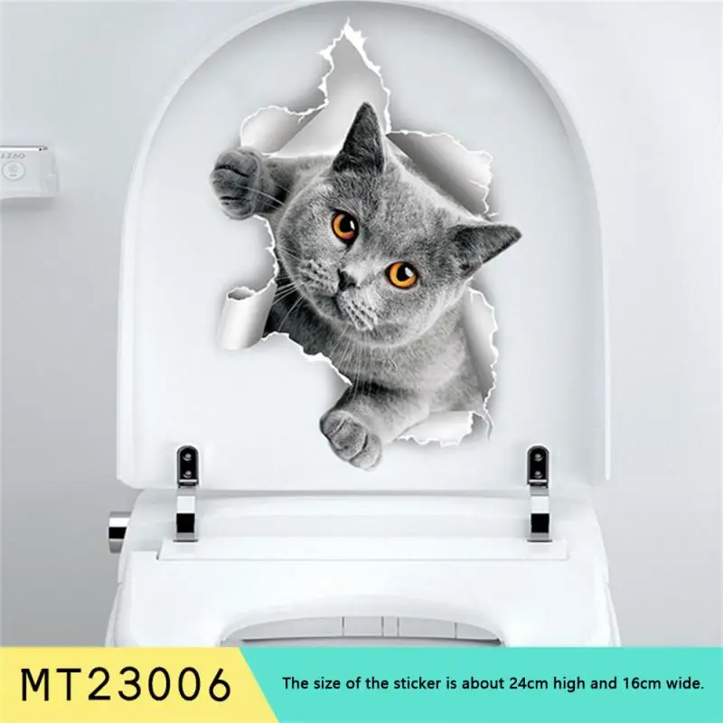 New Cartoon Toilet Sticker Toilet Bathroom Waterproof Self-adhesive Paper Cute Cat Expression Sticker 1/2/3PCS