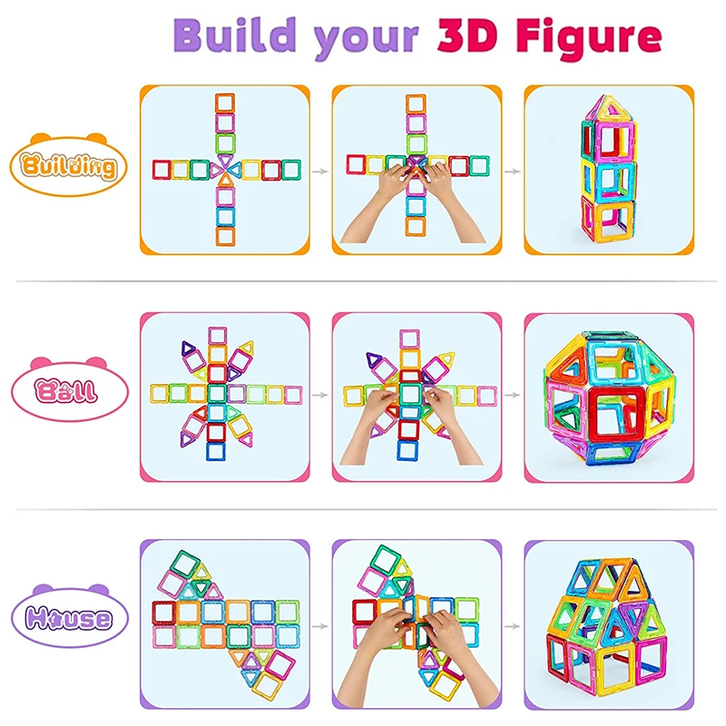 Montessori Education Magnetic Building Blocks DIY Magnets Toys Big Size and Mini Size Designer Construction Set Gifts for Kids Magnetic Building Blocks
