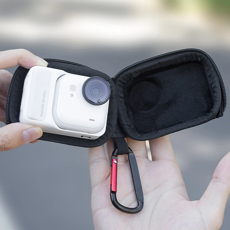 Portable Mini Storage Bag for Insta360 Go Ultra PU Leather Sport Camera Protector Case Shockproof Anti-Scratch Camera Accessory