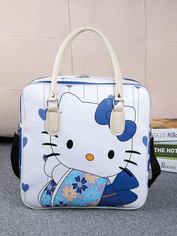 Kawaii Hello Kitty Large Capacity Travel Bag PU Leather Cartoon Female Luggage Bag Business Trip Korean portable for girl women