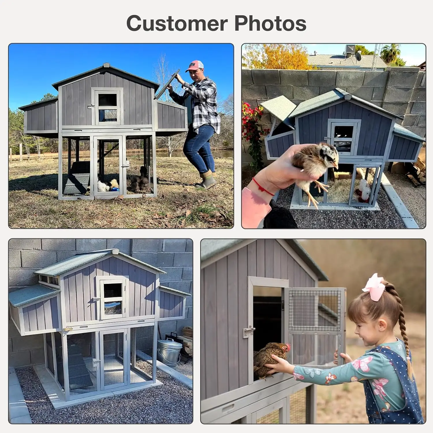 Unique Folding Design for Easy to Set Up - Chicken House for Outdoor with Two Nesting Box, Leakproof Pull-on Tray, and UV 6