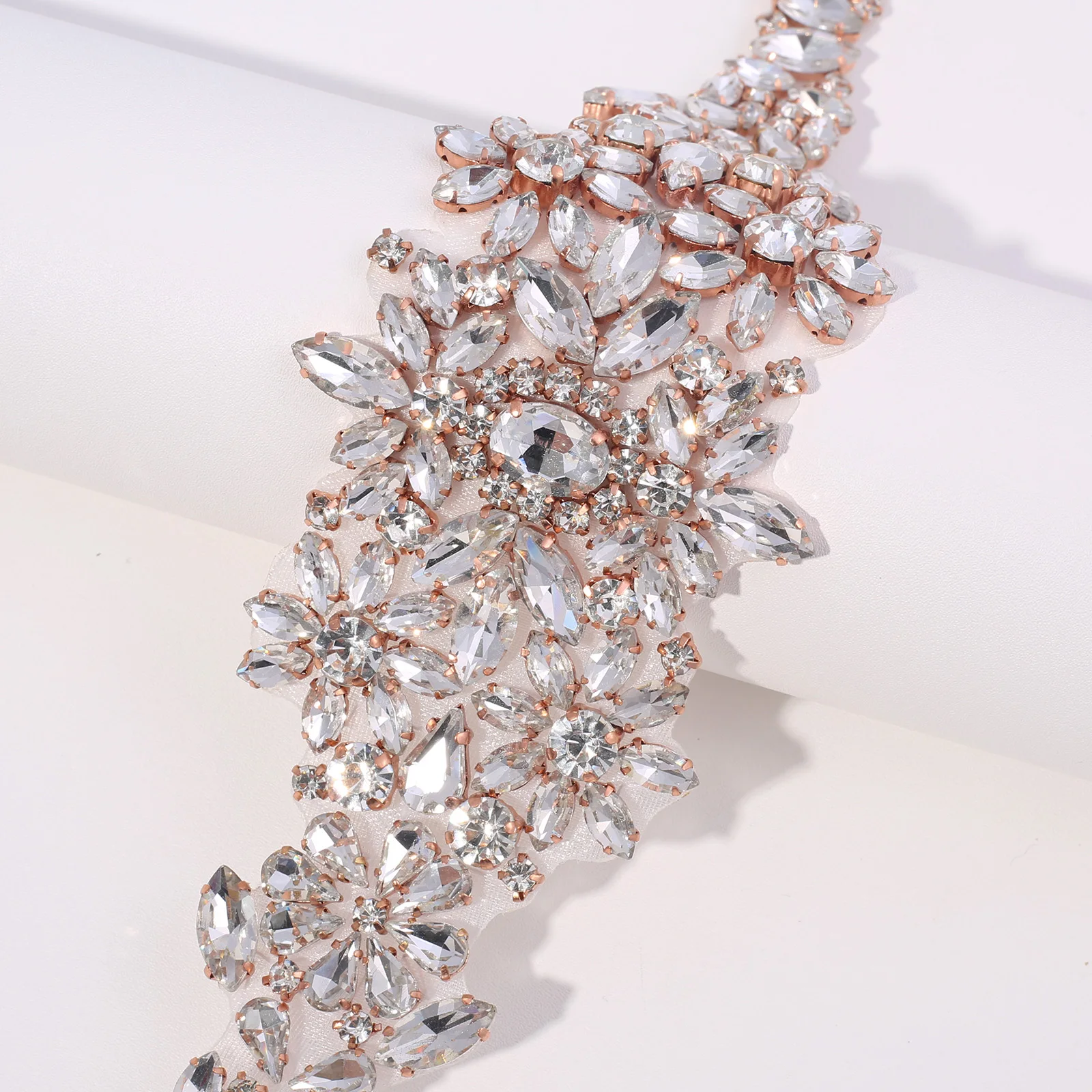 

NZUK Bridal Wedding Belt Rose Gold Rhinestones Belt Handmade Crystal Bridesmaid Belt For Wedding Decorati