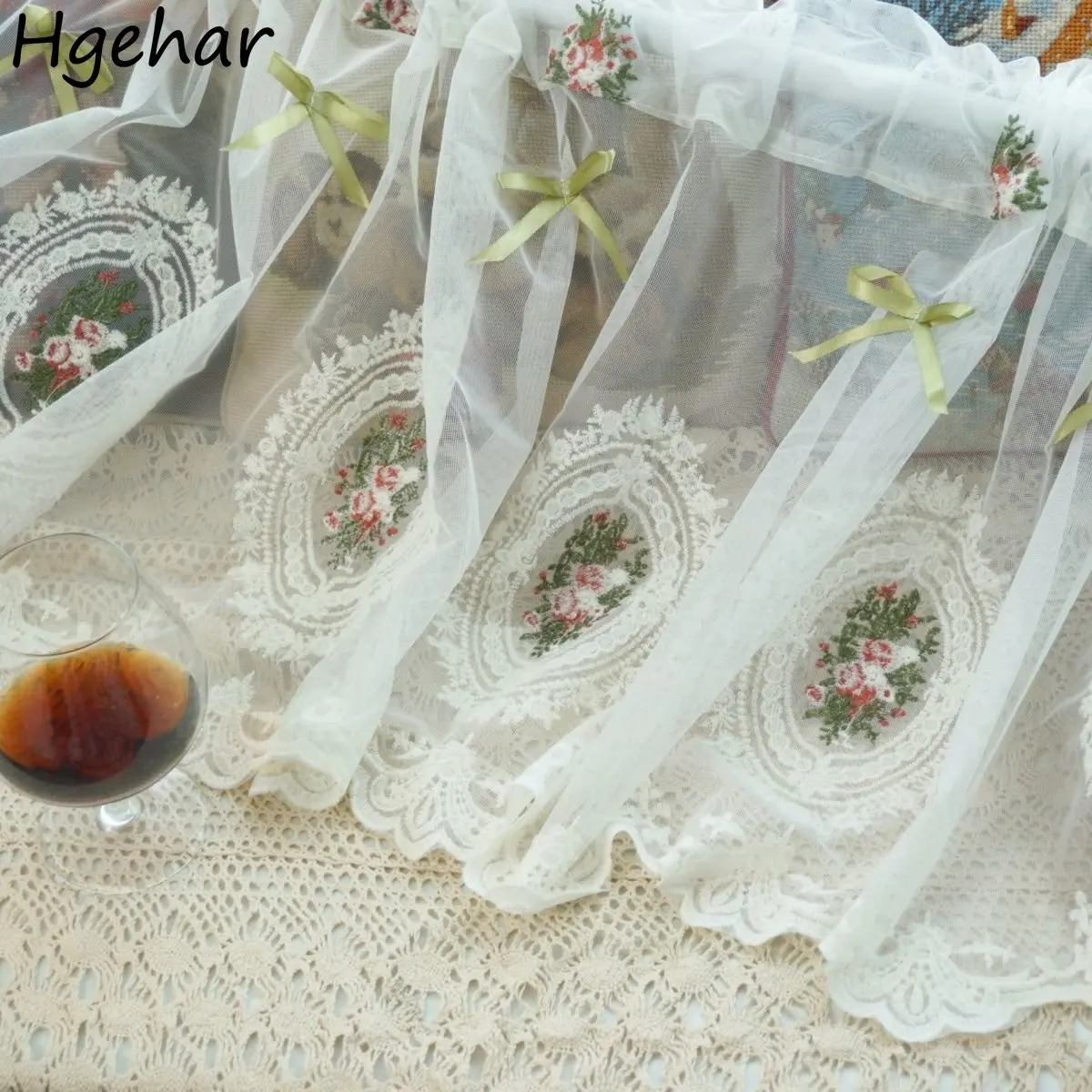 LUNEZY Tende di Pizzo Bianco per Finestra E Cucina, Mezze Tende per Porta, Isolamento Termico, per Decorare Feste in Giardino di Casa, Tenda Semi-Tende per La Sala da Pranzo, 1 Pannello
