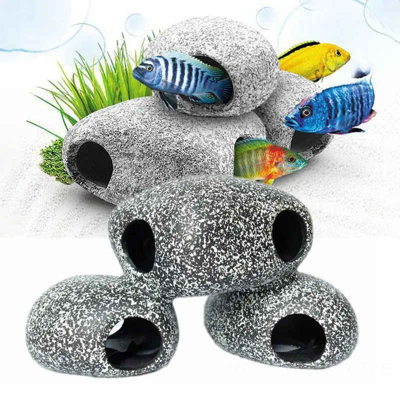 

Fish And Shrimp Breeding Marbles Ceramic Cichlid Stone Shelter Cave Fish Tank Pond Ornament Aquarium Landscaping Decoration