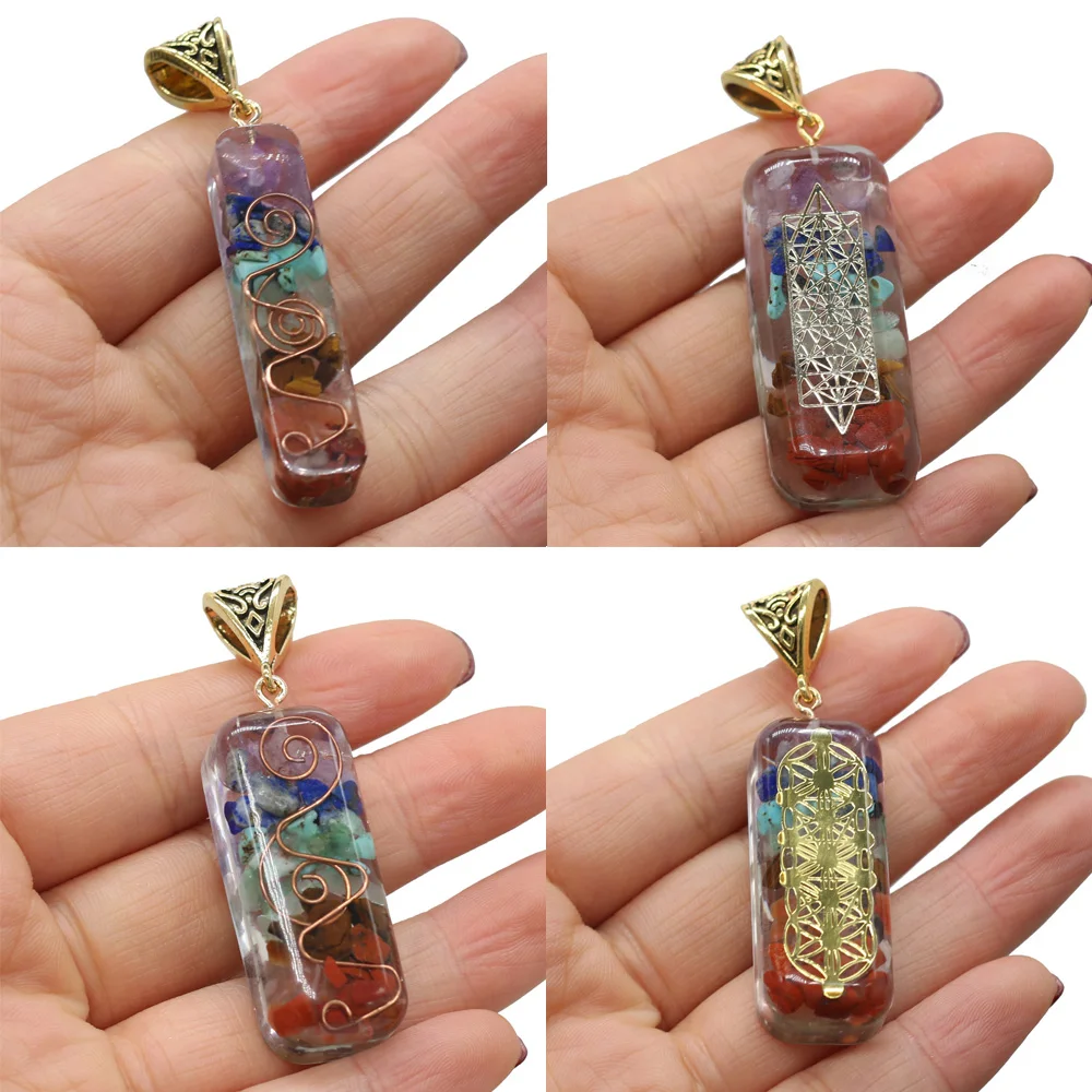Charms Orgonite Amulet Crystal Hangers Reiki Genezen 7 Chakra Vergulde Yoga Meditatie Hars Sieraden Voor Maken Ketting Gift
