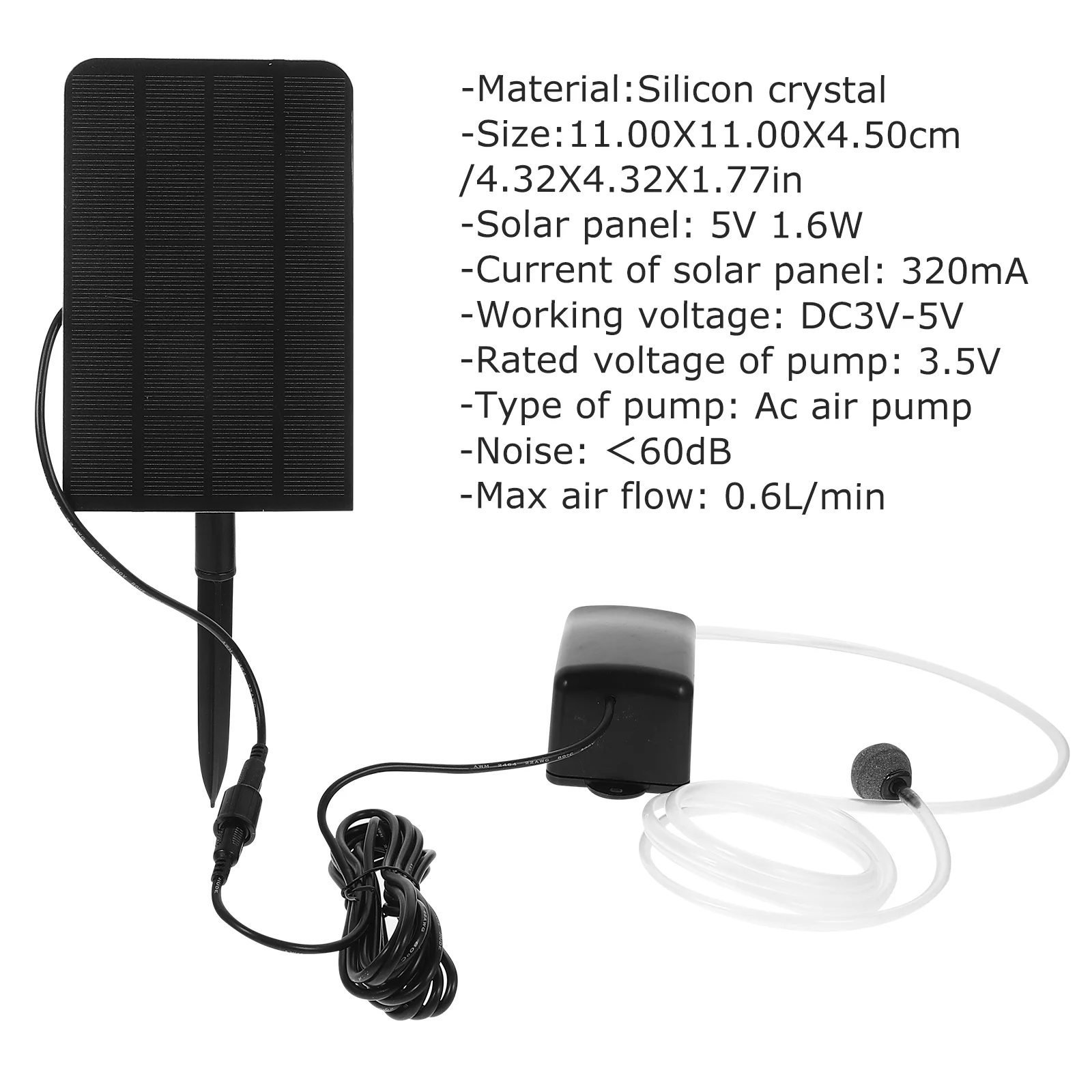 High Efficiency Solar Oxygen Pump Single Crystal Panel Fish Tank Air Pump Outdoor Pond Aerator Aquarium Pet Products Solar