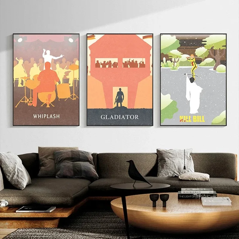 Современный стиль, минималистичный постер с фильмами и телевизором на холсте, водонепроницаемая краска без рамы Современный стиль, минималистичный постер с фильмами и телевизором на холсте, водонепроницаемая краска без рамы