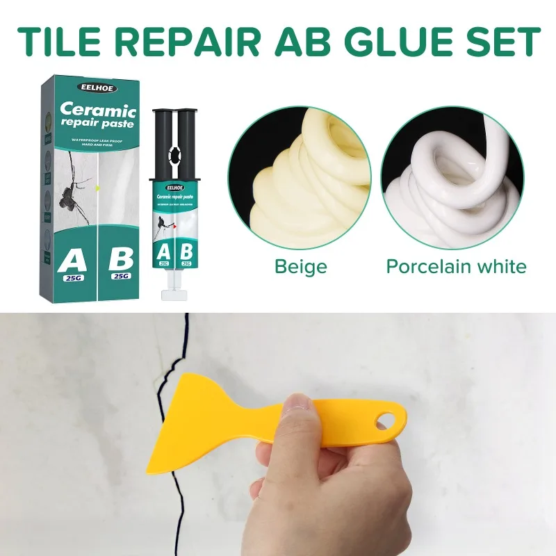 Tile Repair Paste Repair AB Glue Ceramic Crack Repairing Agent Adhesive Set Bathroom Tub Floor Wall Sink Vanities Repair Paste