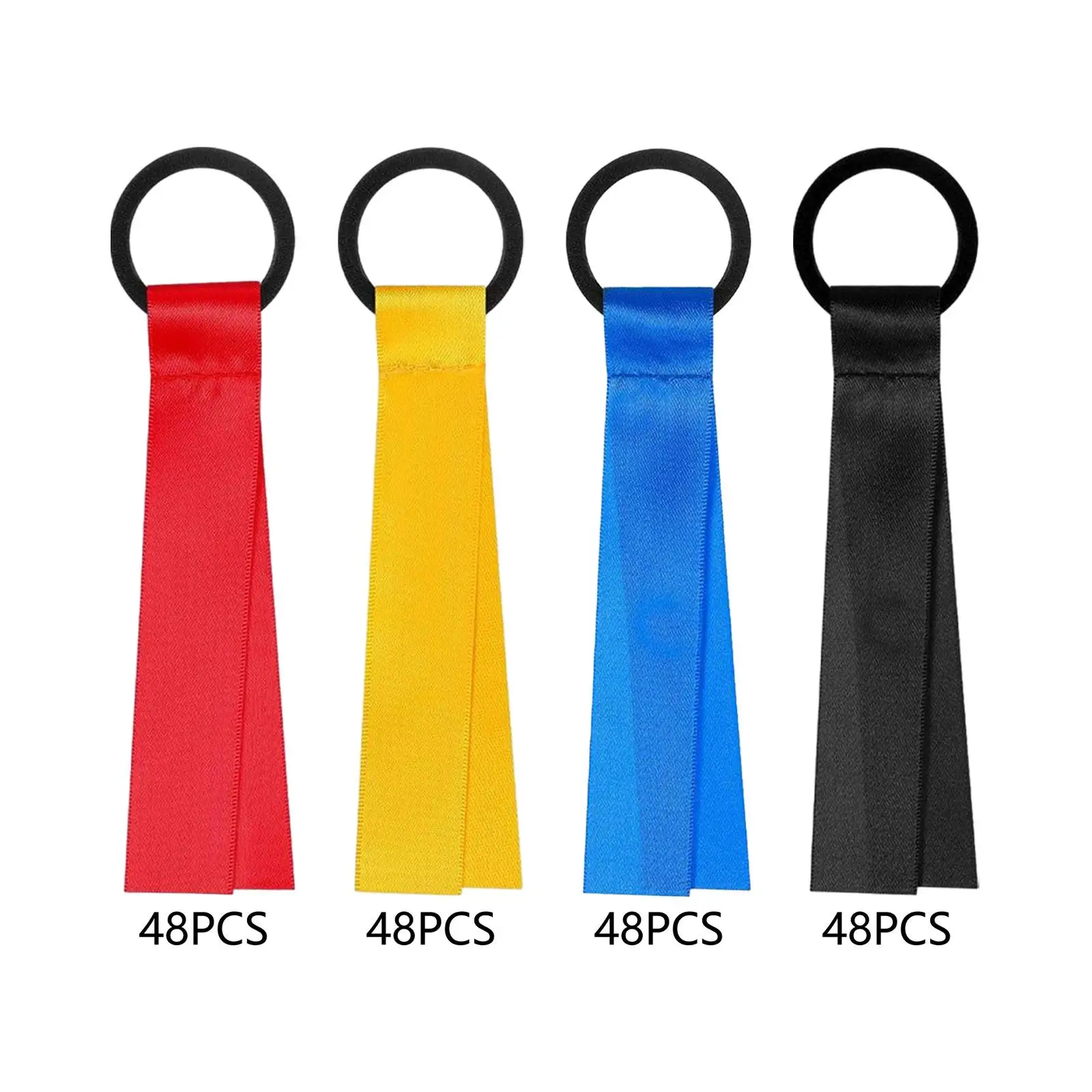 48x Cheerleader Pom Poms Name Tags Identification Ribbon Cheerleading Pom Poms