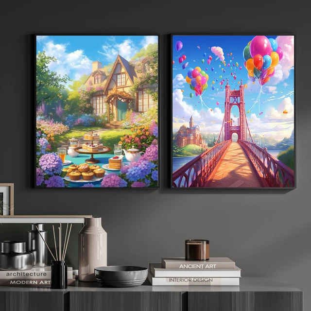Gatyztoire – peinture par numéros pour adultes, coloriage de paysage, peintures acryliques, artisanat d'art, peinture, fournitures d'art, décoration murale 2