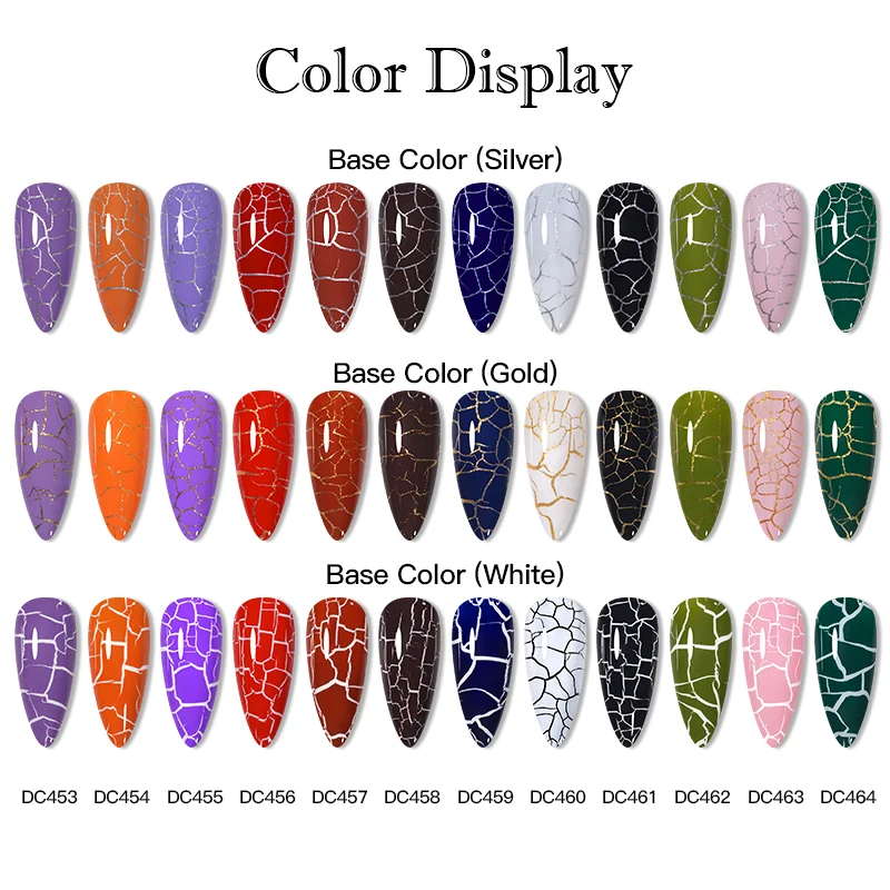 Mtssii 7ml Crackle Gel Nail Polish Cracking Nail Gel Lacquer Quick Dry Nail Art Varnish Semi Permanent Soak Off Base Top Coat 3