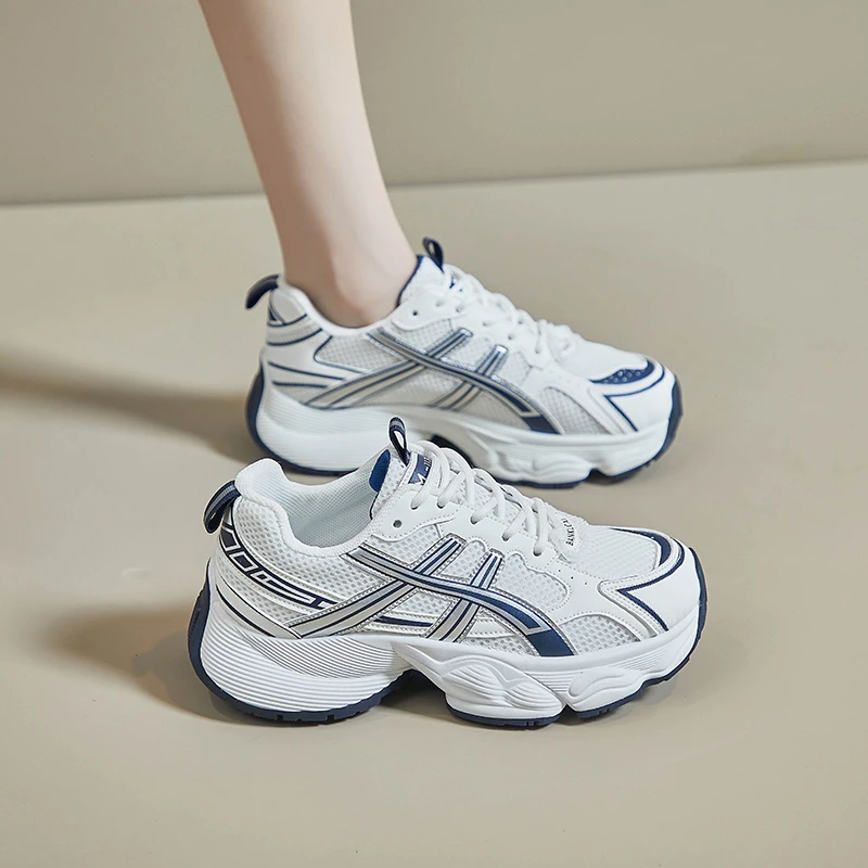 

Кроссовки женские универсальные на платформе, дышащие, со шнуровкой, повседневная обувь для папы, весна-осень